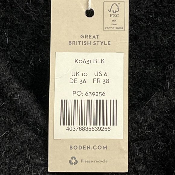 Boden Sweater Womens 6 Black Fluffy Frill Wool Blend V Neck Pullover Balloon Slv - Picture 7 of 12